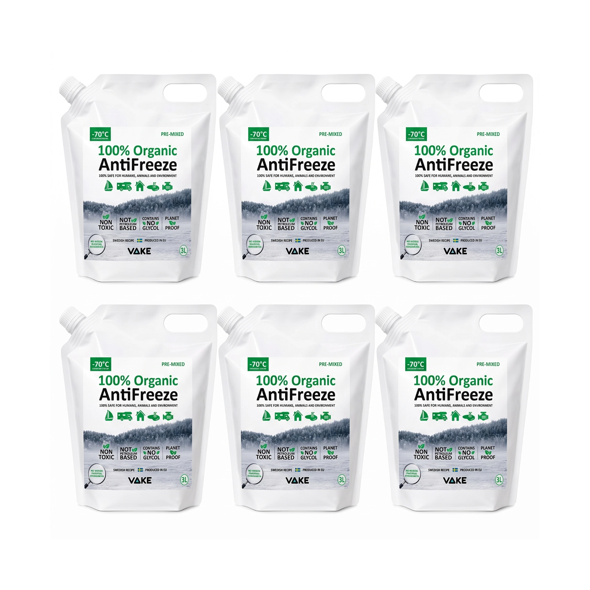 VAKE Organic AntiFreeze 3L – Pre-mixed (Doypack) | 6-pack